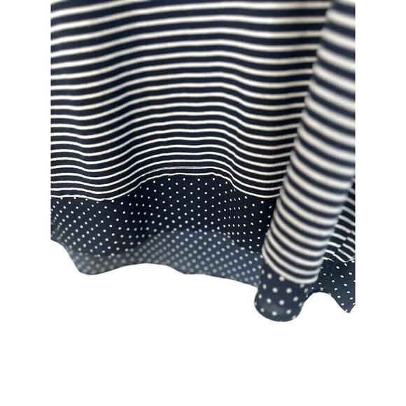 Cj Banks Womens Top Navy White Stripes Polka Dots XL Short Sleeves Plus Size 2X - Picture 2 of 10